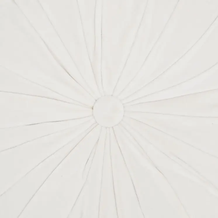 16" White Round Velvet Throw Pillow