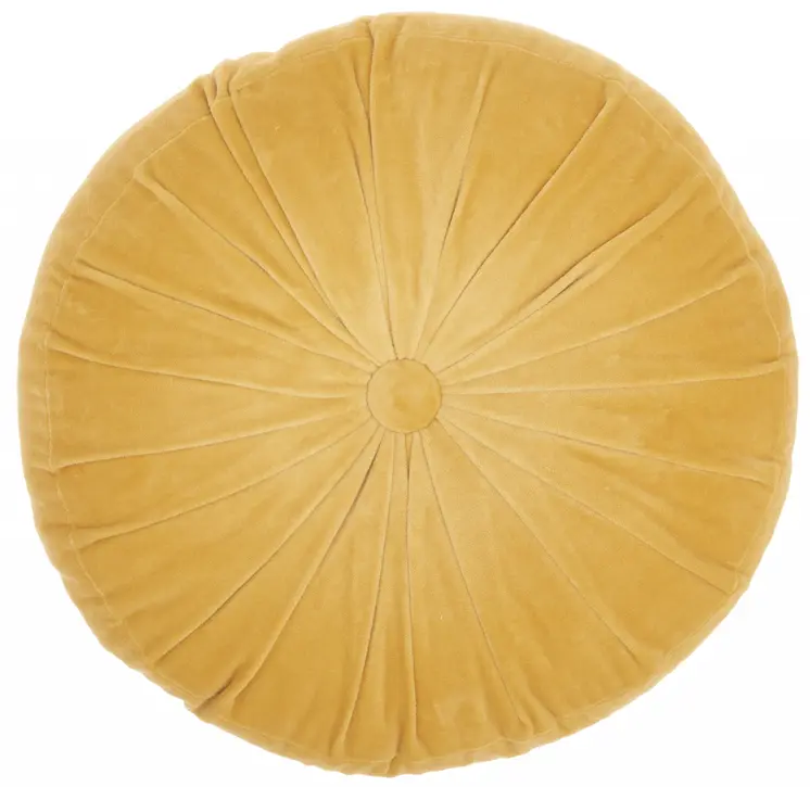 16" X 16" Mustard Yellow Round Velvet