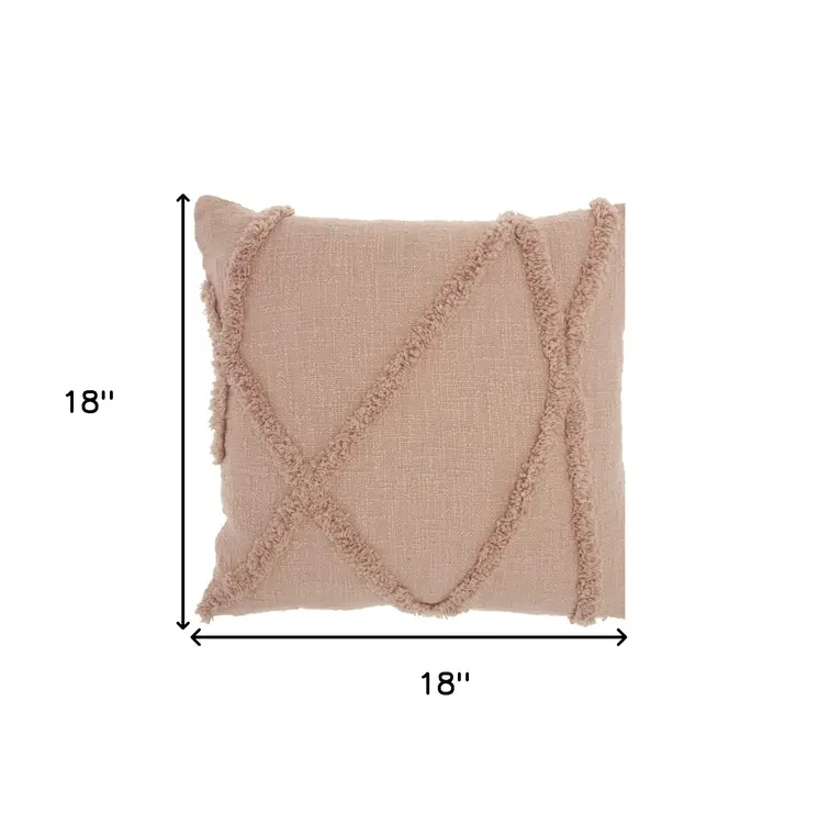 Boho Chic Blush Textured Lines Throw Pillow