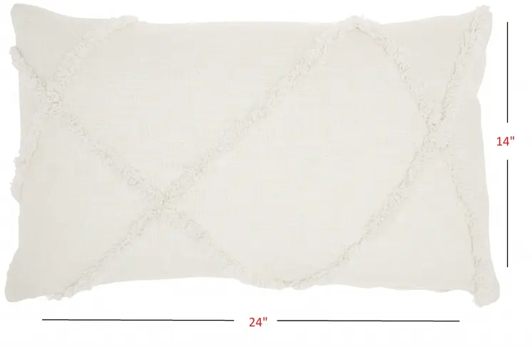 White Abstract  Shaggy Detail Lumbar Pillow
