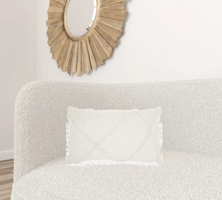 White Abstract  Shaggy Detail Lumbar Pillow