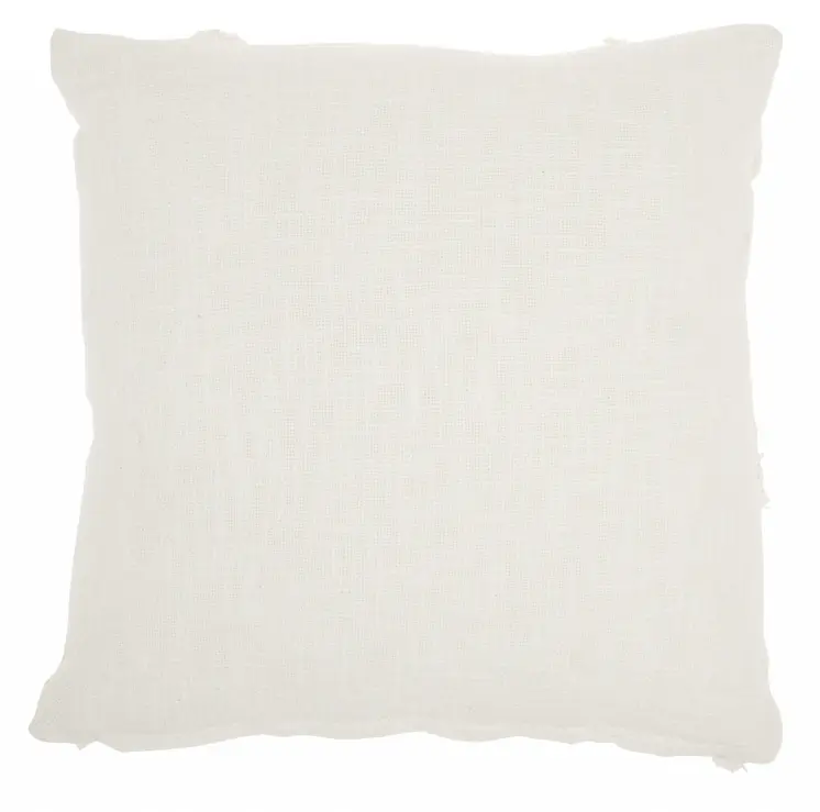 Boho Chic White Textured Lines Throw Pillow