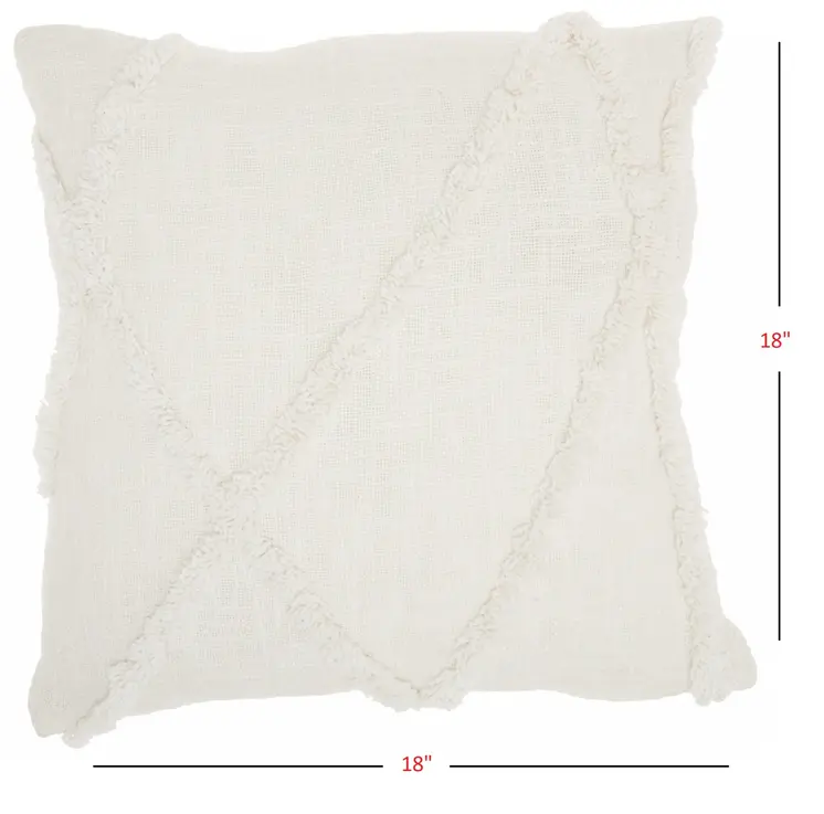 Boho Chic White Textured Lines Throw Pillow