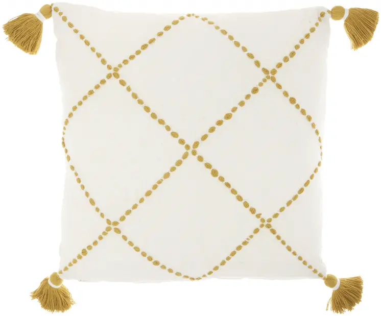Boho Mustard Cotton Accent Throw Pillow