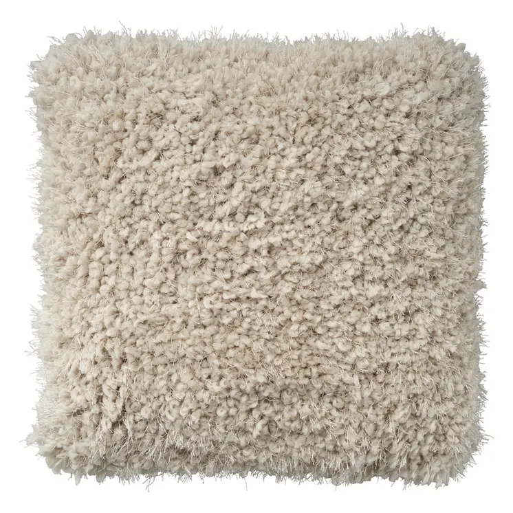 Fluffy Beige Shag Accent Throw Pillow