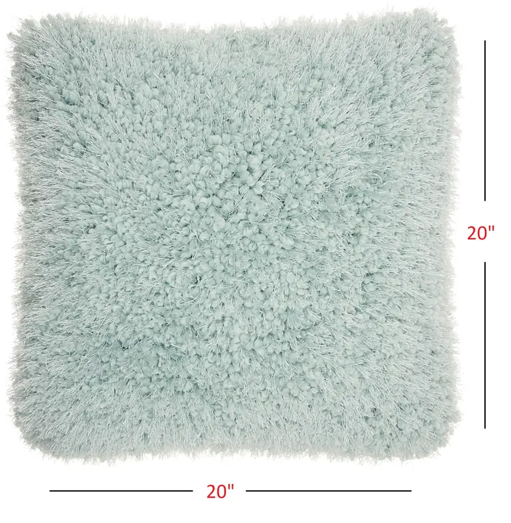 20" Celadon Shag Throw Pillow with Texture