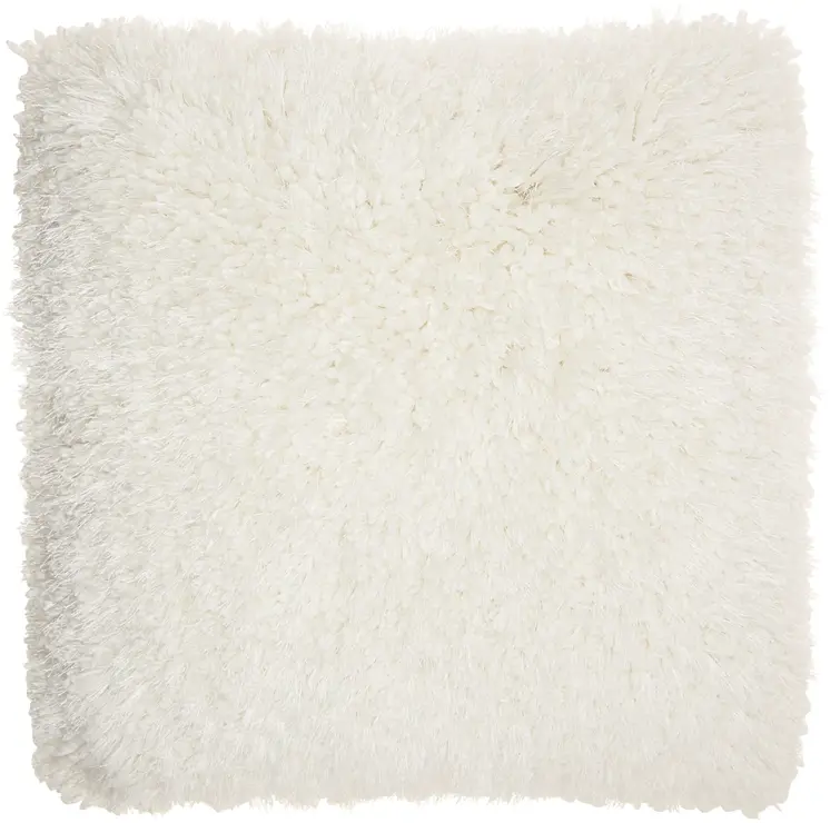 Fluffy White Shag Accent Throw Pillow