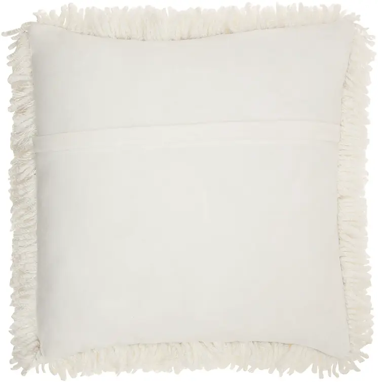 Fluffy White Shag Accent Throw Pillow