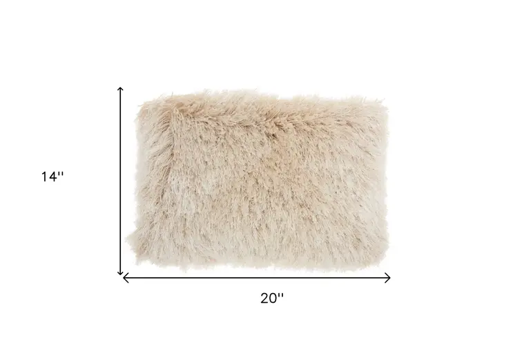 14" X 20" Beige Throw Pillow