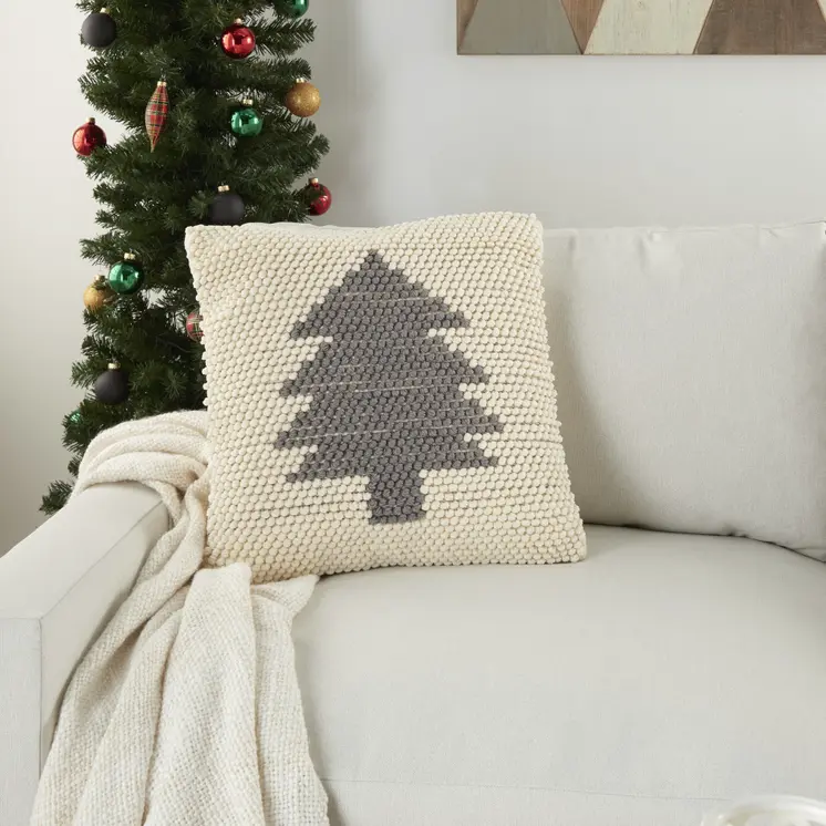 14" X 20" Beige Throw Pillow
