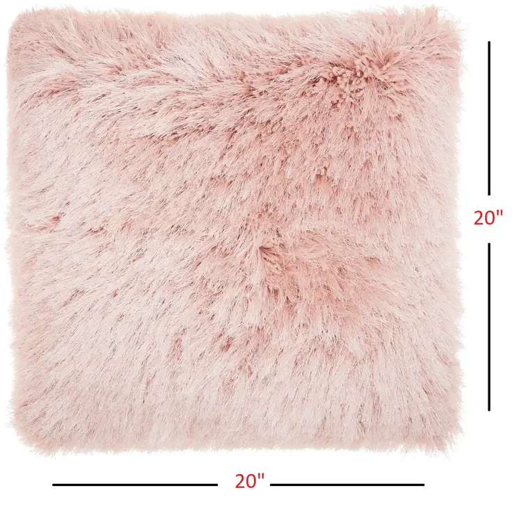 20" Plush Rose Shag Accent Throw Pillow