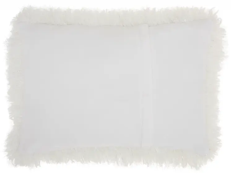 14" X 20" White Super Shaggy Throw Pillow