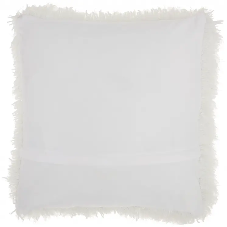 20" Plush White Shag Accent Throw Pillow