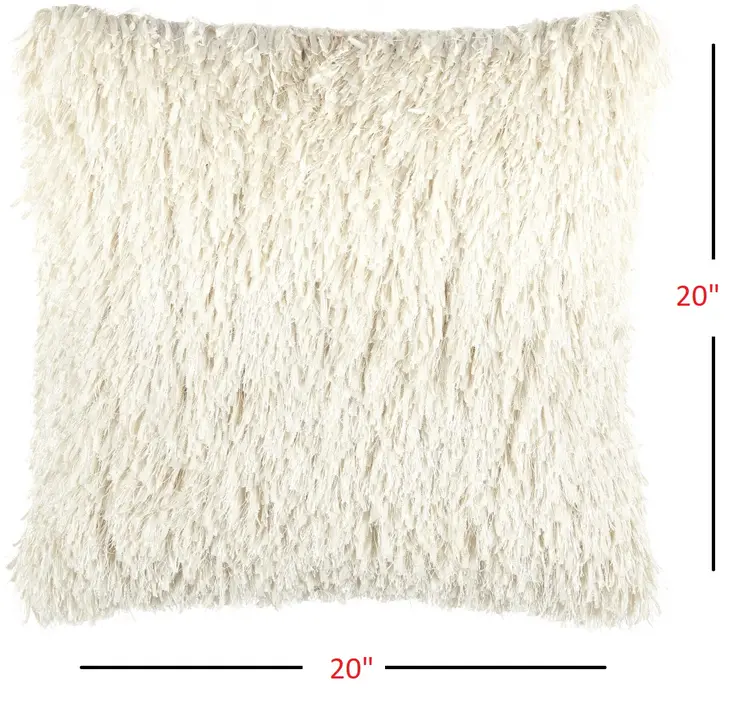 Square Ivory Shag Throw Pillow