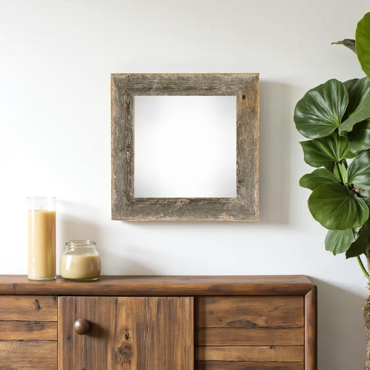 10" x 10" Gray Solid Wood Hanging Picture Frame