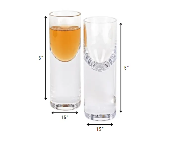 Set Of 2 Mouth Blown Crystal Long Shot Glasses