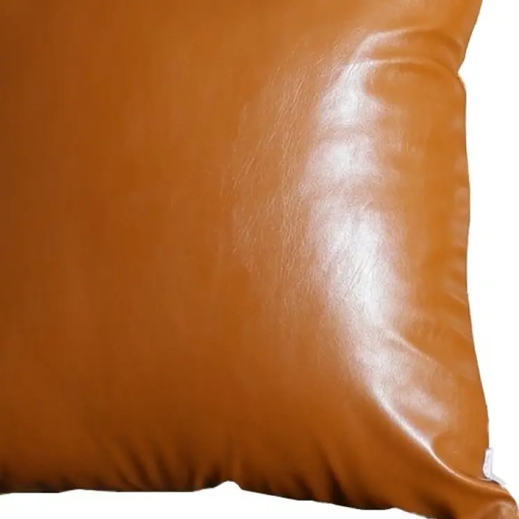 17" Brown Faux Leather Throw Pillow Cover