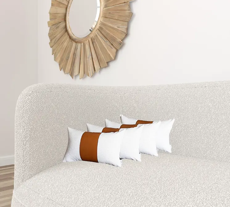 Set of Four 12" X 20" Brown And White Faux Leather Throw Pillow Covers