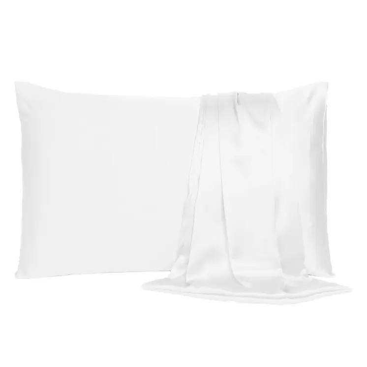 White Dreamy Set Of 2 Silky Satin King Pillowcases