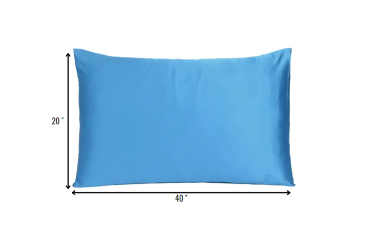Set of Two Bright Blue Dreamy Silky Satin King Pillowcases