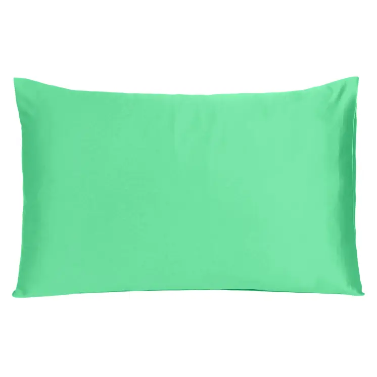 Green Dreamy Set Of 2 Silky Satin King Pillowcases