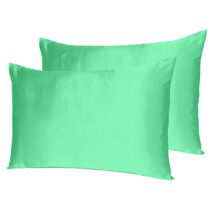 Green Dreamy Set Of 2 Silky Satin King Pillowcases