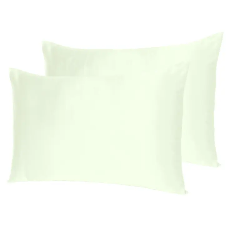 Ivory Dreamy Set Of 2 Silky Satin Standard Pillowcases