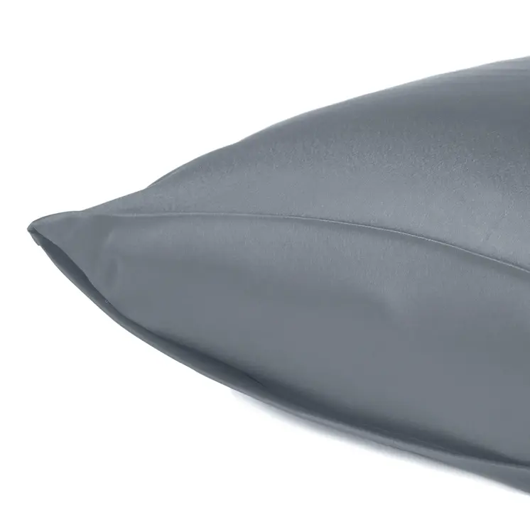 Dark Gray Dreamy Set Of Two Silky Satin Queen Pillowcases