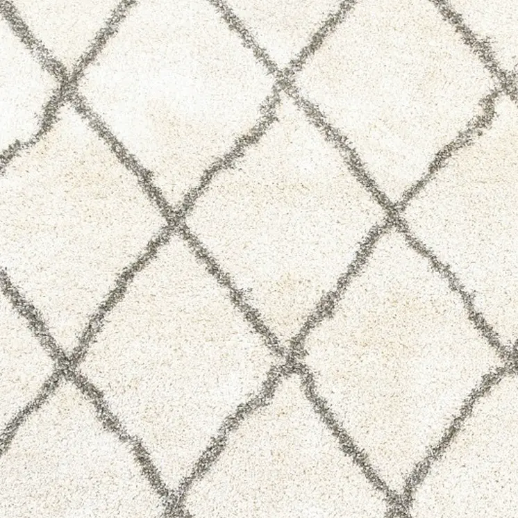 2' X 3' Ivory And Gray Geometric Lattice Scatter Rug