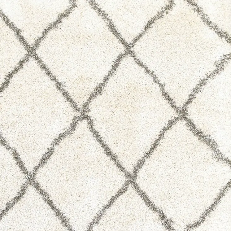 2' X 3' Ivory And Gray Geometric Lattice Scatter Rug
