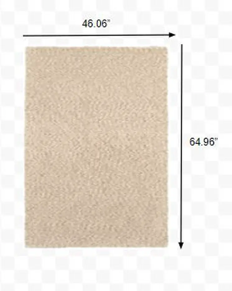3' X 5' Beige Shag Hand Tufted Area Rug