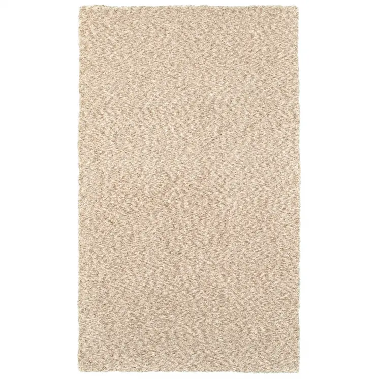 3' X 5' Beige Shag Hand Tufted Area Rug