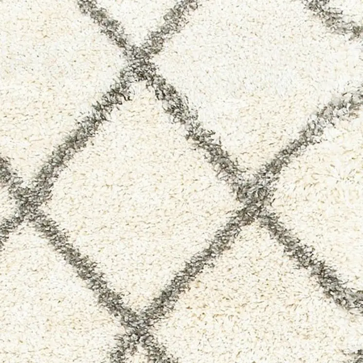 2' X 8' Ivory And Gray Geometric Lattice Runner Rug