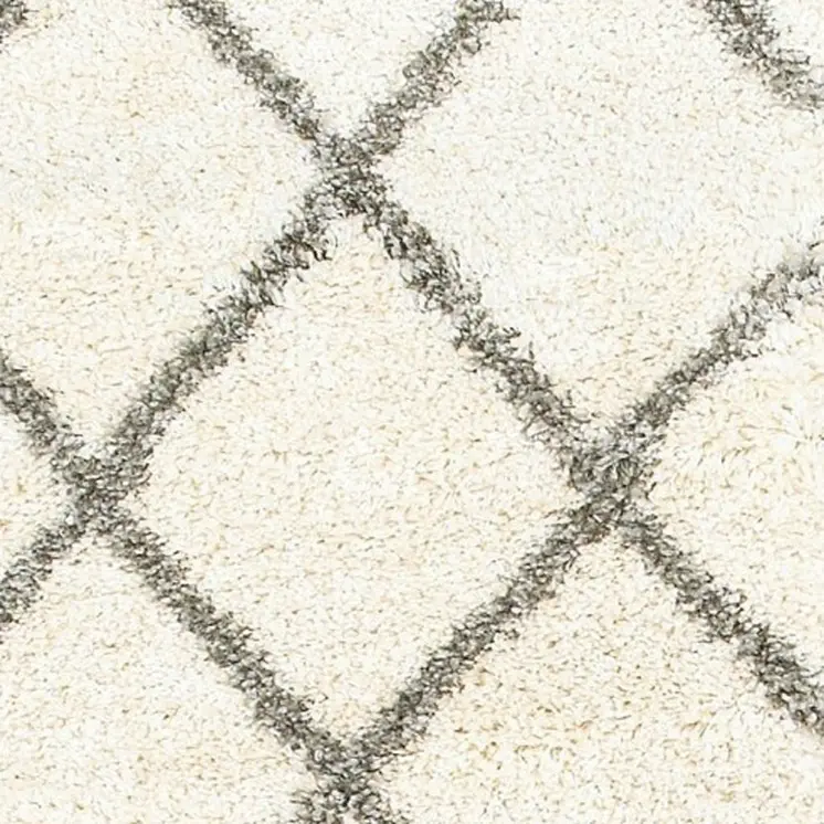 2' X 8' Ivory And Gray Geometric Lattice Runner Rug