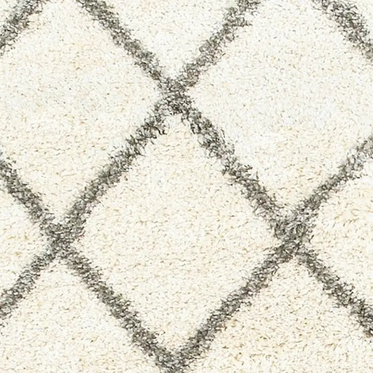 2' X 8' Ivory And Gray Geometric Lattice Runner Rug