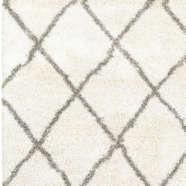 4' X 6' Ivory And Gray Geometric Lattice Area Rug