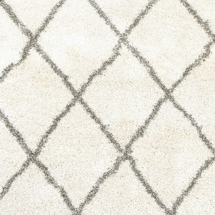 4' X 6' Ivory And Gray Geometric Lattice Area Rug