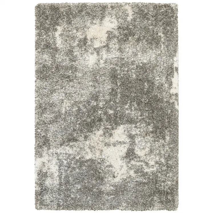 5' X 8' Gray And Ivory Distressed Abstract Area Rug