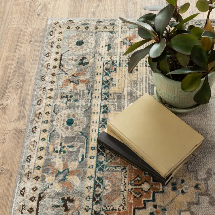 10' X 13' Gray And Beige Aztec Pattern Area Rug