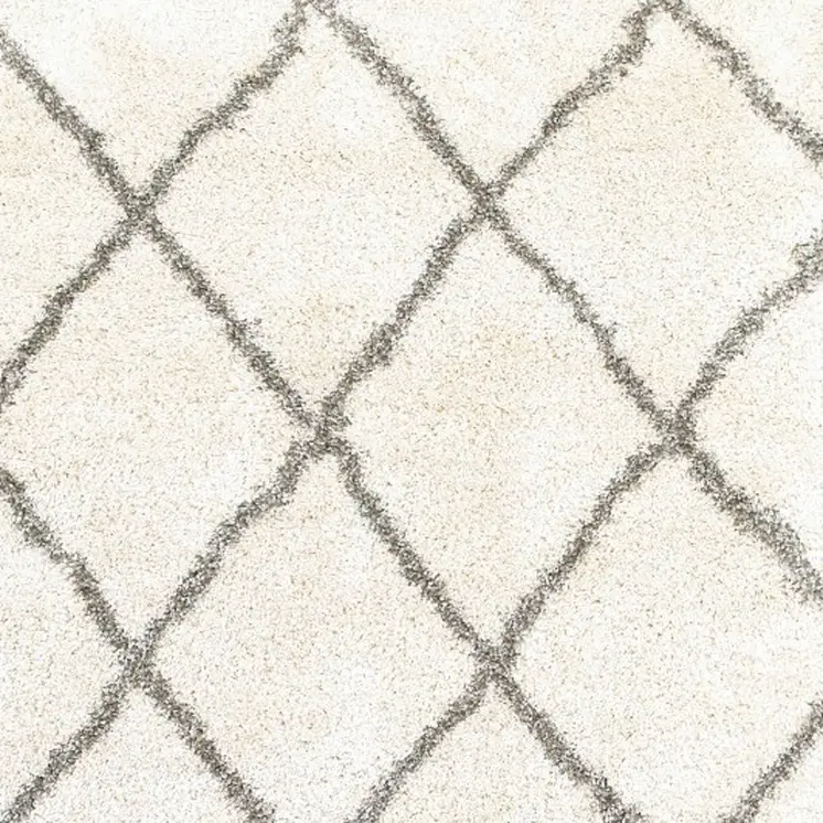 7' X 10' Ivory And Gray Geometric Lattice Area Rug