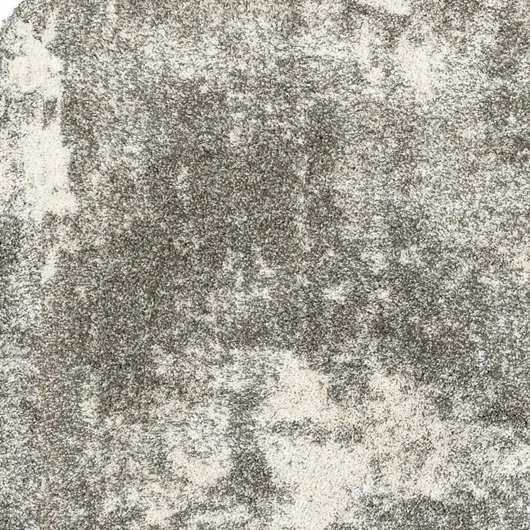 8' Round Gray And Ivory Distressed Abstract Area Rug