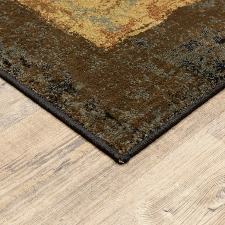 8' X 11' Brown And Black Abstract Geometric Area Rug