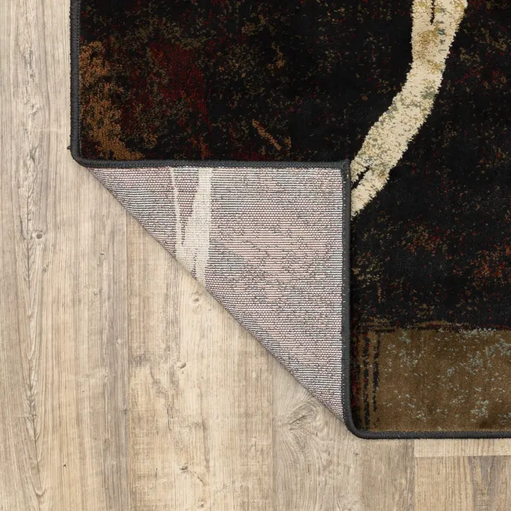 8' X 11' Brown And Black Abstract Geometric Area Rug