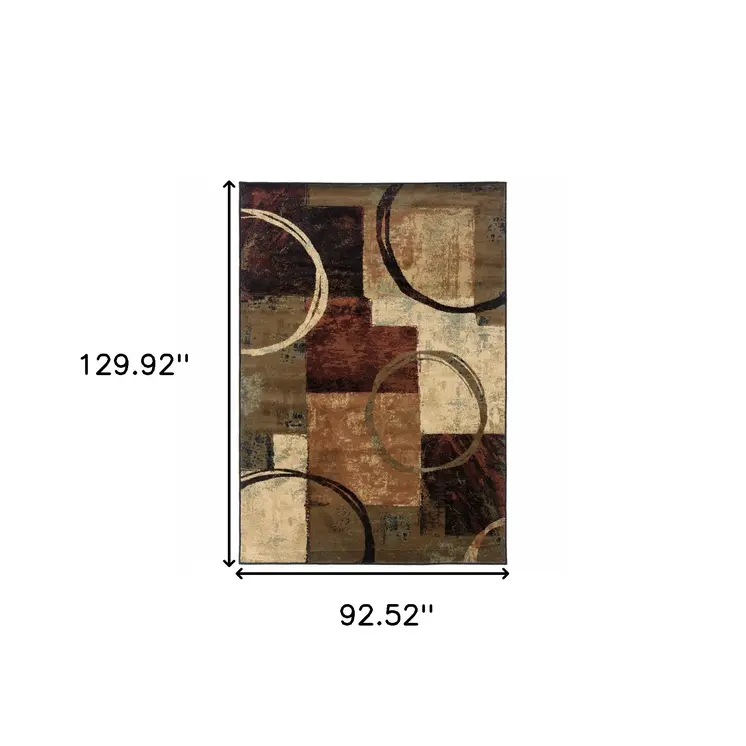 8' X 11' Brown And Black Abstract Geometric Area Rug
