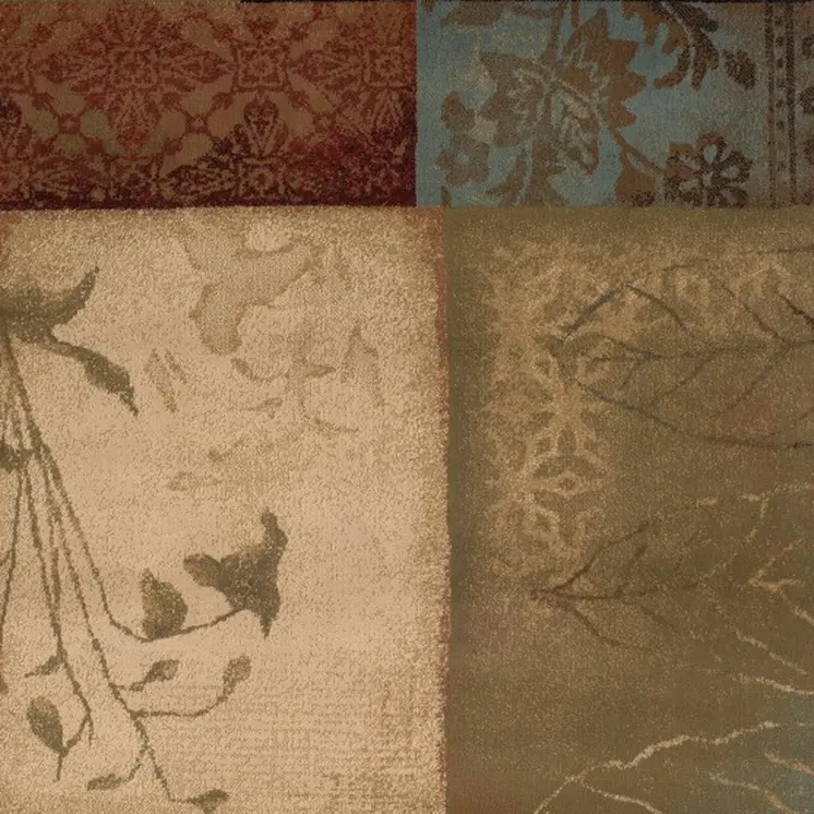 10' X 13' Beige And Brown Floral Block Pattern Area Rug