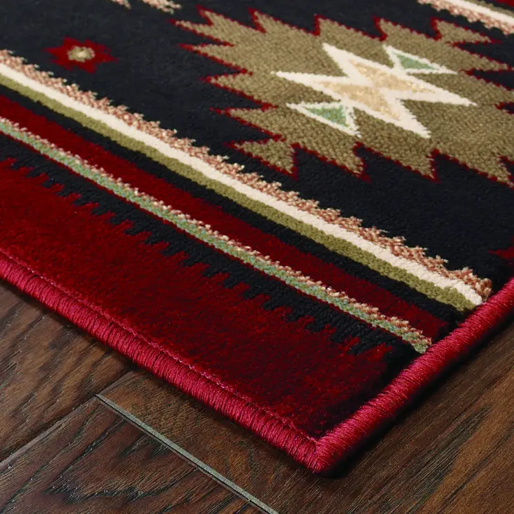 10' X 13' Red And Beige Ikat Pattern Area Rug