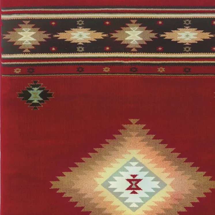 10' X 13' Red And Beige Ikat Pattern Area Rug