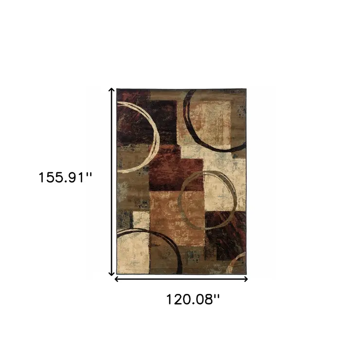 10' X 13' Brown And Black Abstract Geometric Area Rug