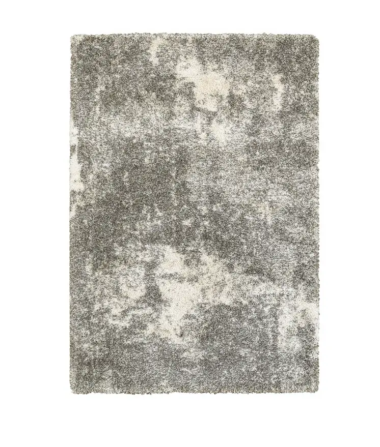 10' X 13' Gray And Ivory Distressed Abstract Area Rug