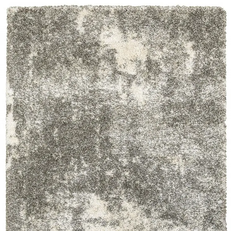 10' X 13' Gray And Ivory Distressed Abstract Area Rug